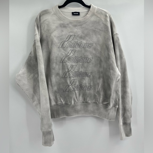 We11Done Men’s Unisex Reflective White Grey Logo Pullover Sweatshirt Size Medium - Picture 1 of 16